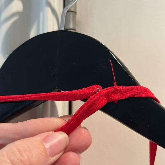 Intermix red ruffle neck halter jumpsuit large - Picture 8 of 12